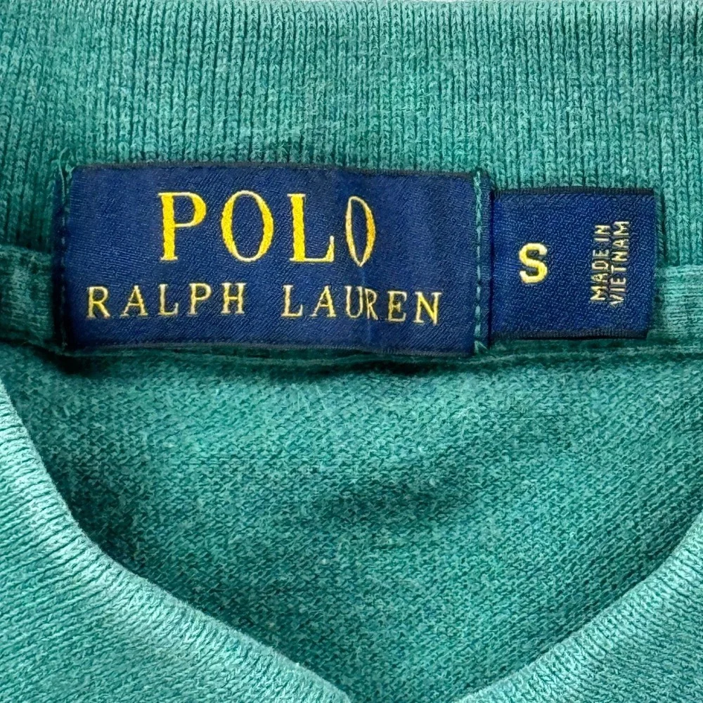 Polo Ralph Lauren Mens Green Cotton Pique Short Sleeve Polo Shirt Pink Pony S
